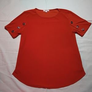 89th + Madison Shirt Women's Petite Small Red Top Short Sleeve Round Neck Tee